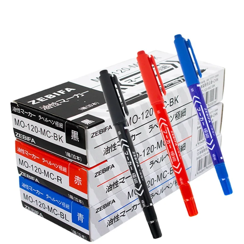 3pcs Wholesale Twin Tip Permanent Marker Pen Fine Point Waterproof Ink Thin Nib Crude Nib Black Ink 0.5mm-1mm Fine Color