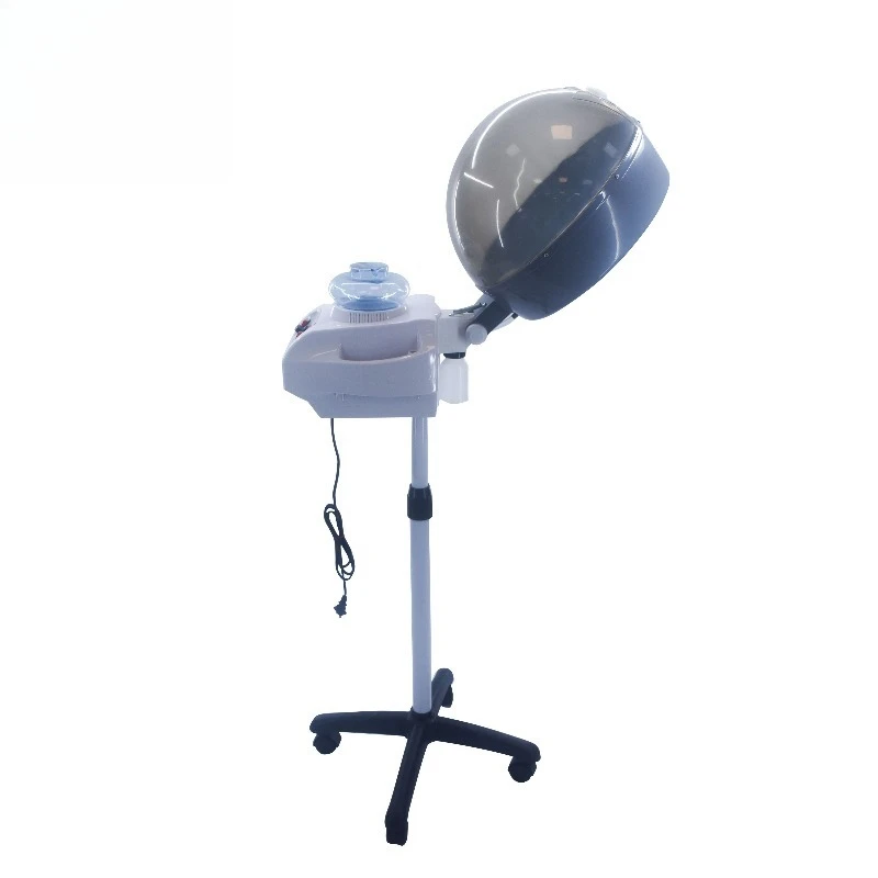 White Digital Adjustable Standing Hood Hair Steamer, Knob Temperature Control, Perm Treatment Device, Salon Equipment