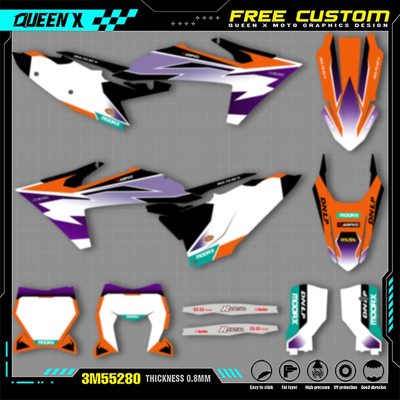 

QUEEN X MOTO Custom Team Motorcycle Decal Stickers Kits For KTM SX SXF 2023 2024 2025 EXC XCW 2024 2025 2026