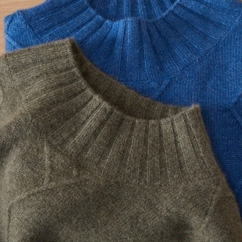 الشتاء الخريف الكشمير الرجال سترة جولة الرقبة طويلة الأكمام البلوز محبوك قميص #6