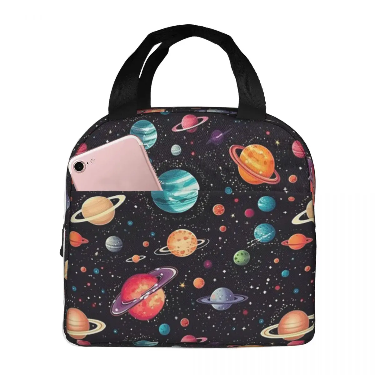 Solar System Space Planets Universe Lunch Bags Insulated Bento Box Lunch Tote Picnic Bags Thermal Bag for Woman Kids Travel