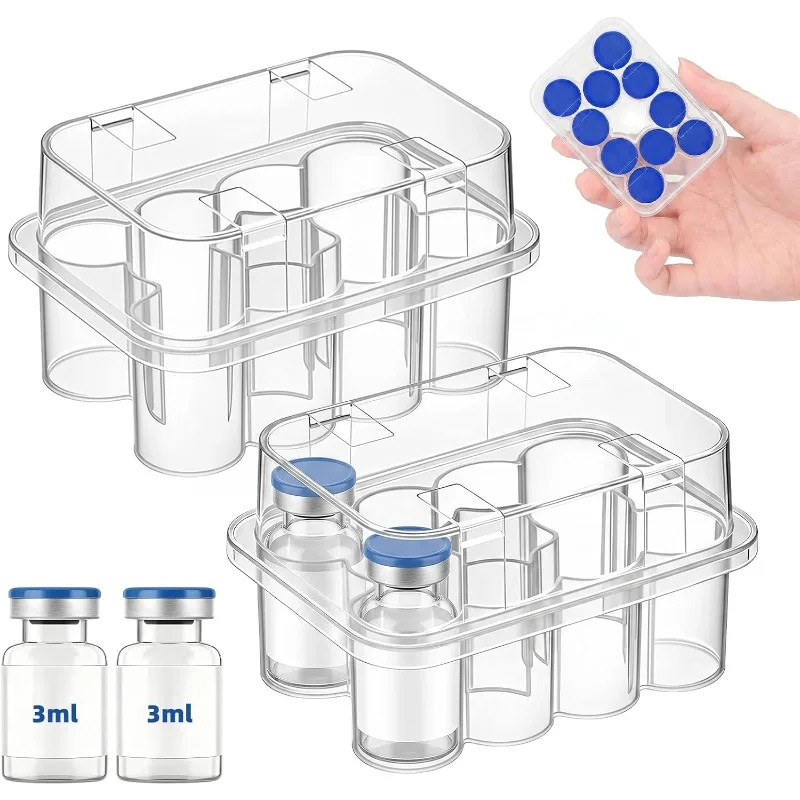 10/2Slot Mini Vial Peptide Container Storage Case Microtube Container Box Refrigerator Stackable Freezer Tube Bottle Vial Case