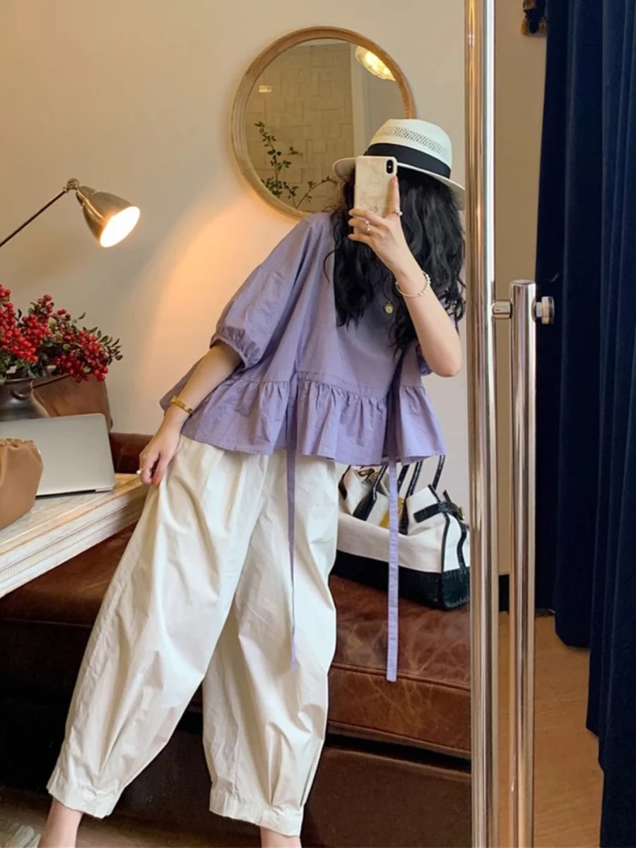 ファッショナブルなカジュアルサマーシンワイドレッグパンツ、ツーピースセット、レディーススリムポリエステル混紡スカートスーツアンサンブル