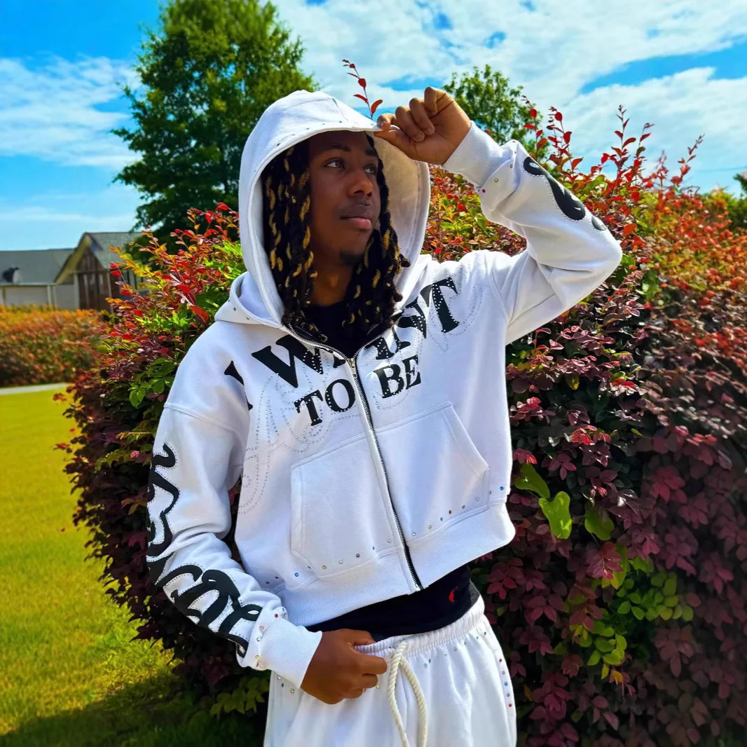 Stazione indipendente di strada americana nuova stampa di lettere stampa a caldo cappello a doppio strato con cerniera felpa con cappuccio a maniche lunghe