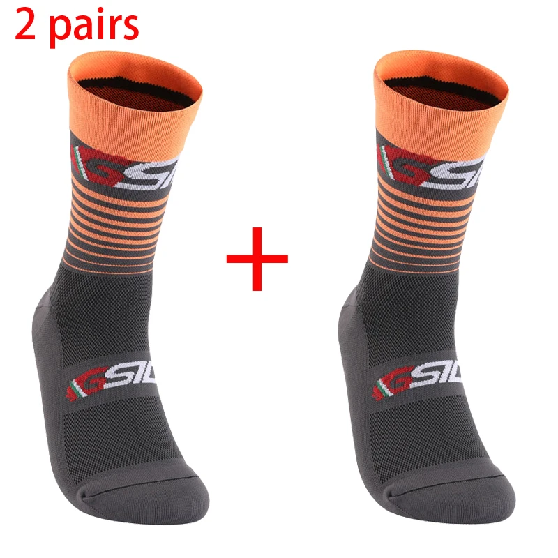 Calcetines de compresión hasta la rodilla para ciclismo, medias deportivas de alta calidad para correr, ciclismo de montaña y carretera, 2 pares