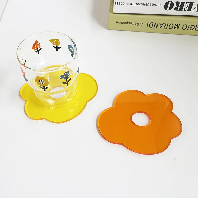 INS Simple Transparent Acrylic Flower Coaster Insulation Pad Shooting Props Ornaments Photography Accessories