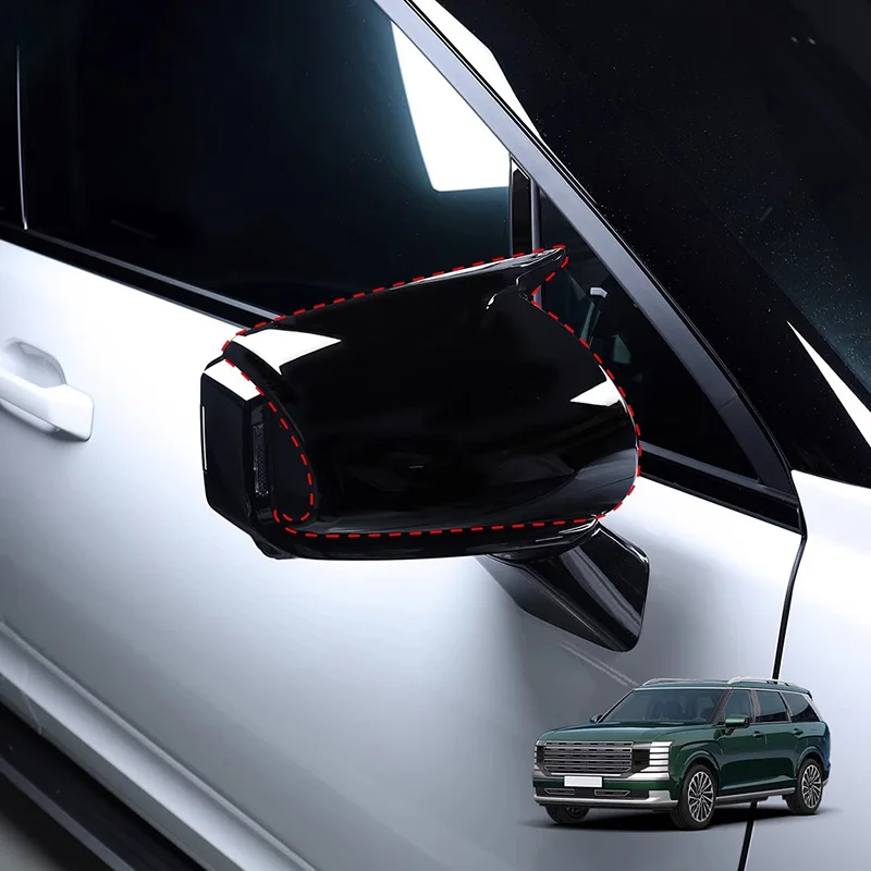 For Hyundai Palisade 2025 2026 LX3 Car Bull Horn Side Mirror Covers Rearview mirror cover Anti Scratch decorative frame Exterior