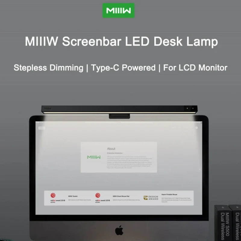 MIIIW Screenbar Led Desk Lamp PC Computer Laptop Screen Bar Hanging Light Adjuable Light Table Lamp Office Study Reading Ligh
