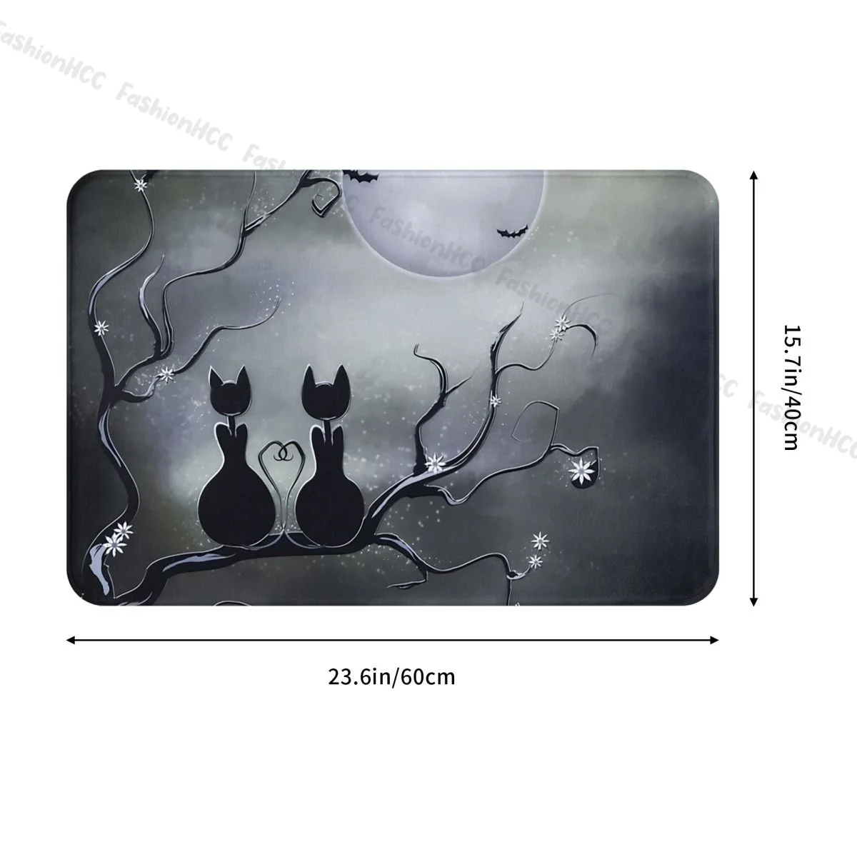 Animals Art Non-slip Doormat Black Cats Love In The Night Bath Bedroom Mat Outdoor Carpet Indoor Modern Decor