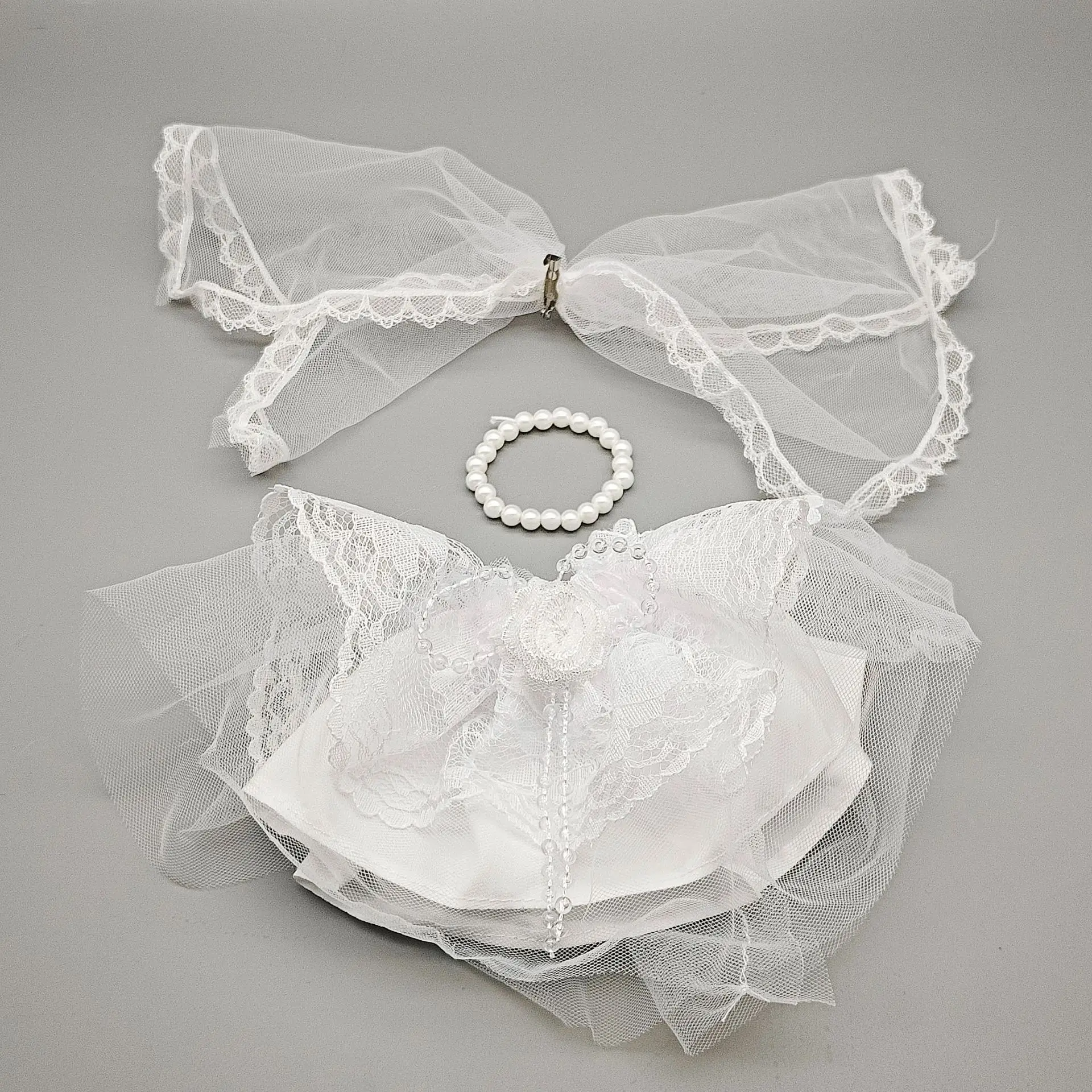 Macaron-สีชุดแต่งงานชุดสําหรับตุ๊กตา-ชุดเจ้าสาว 3 ชิ้นพร้อมผ้าคลุมหน้าและอุปกรณ์เสริมสําหรับBJD Blythe 1/6 Scale