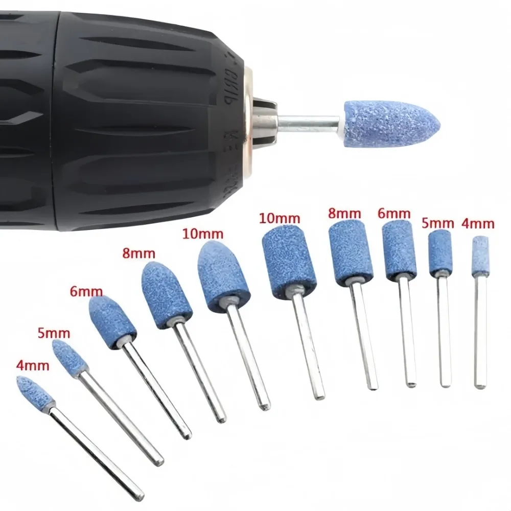 10pc 4-10mm Polishing Head Wheel Head Abrasive Mounted Stone Grinding Sanding Bits Shank Dremel Rotary Power Working Tools