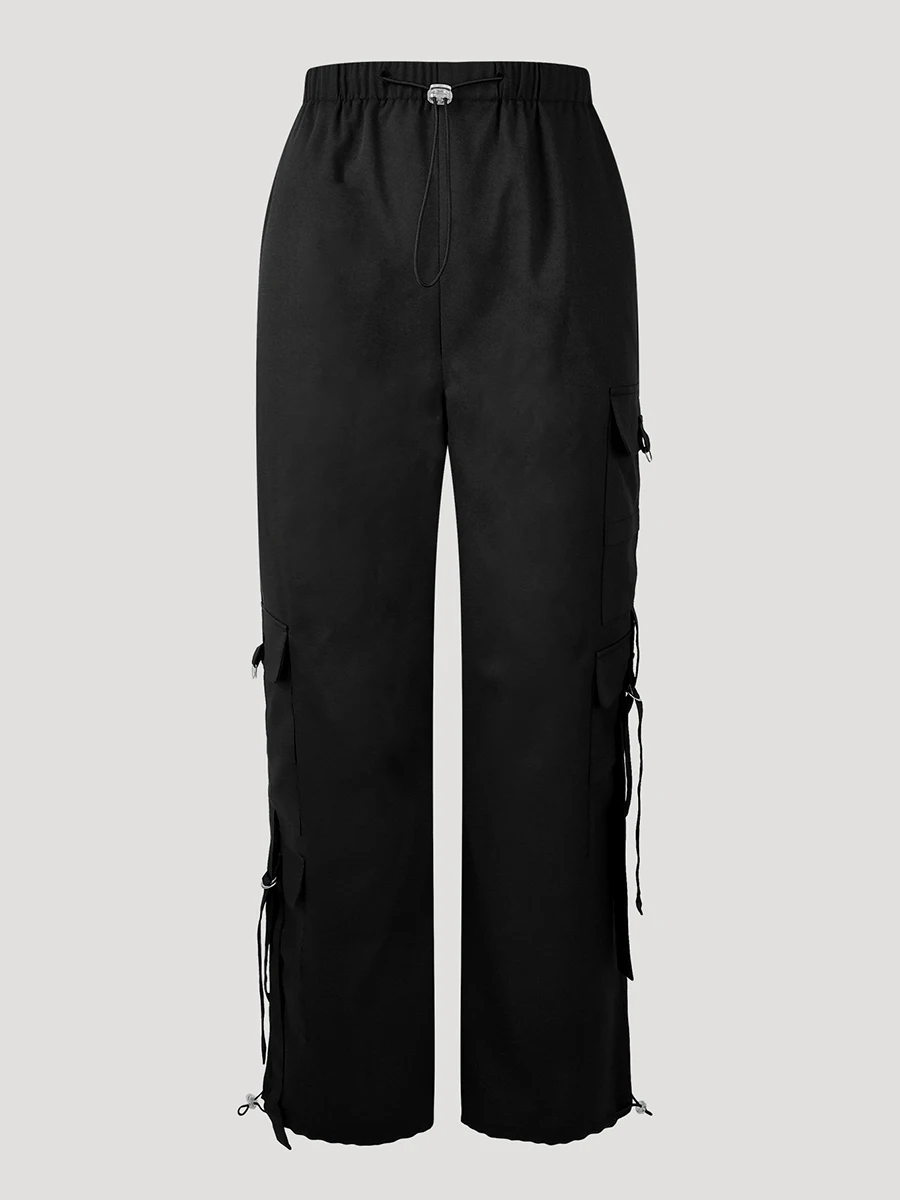 Women Cargo Pants High Waist Drawstring Multi Pockets Streetwear Trousers Loose Baggy Casual Korean Fashion Joggers Female