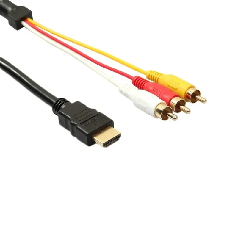 1.5m Black HDMI-compatible Male To 3 RCA Audio Video Component AV Video Cable Cable Convert Component