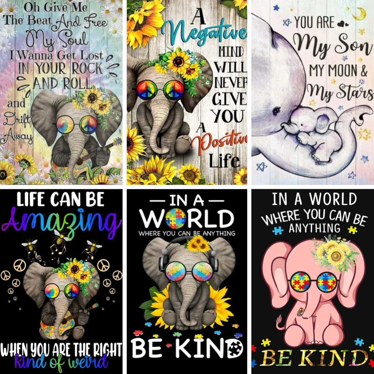 

Мотивационная цитата со слоном, настенное искусство, сделай сам, комплект алмазной живописи для взрослых, полная дрель, драгоценный камень, вдохновляющий подарок, декор для детской комнаты