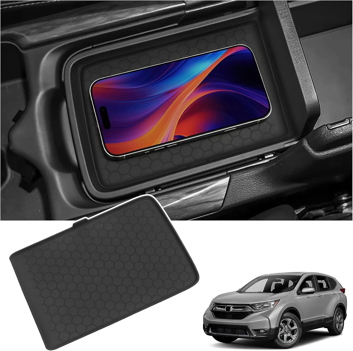 Подкладка для подлокотника центральной консоли, совместимая с Honda 2017-2019 CR-V CRV, аксессуары, силиконовый коврик, противоскользящий коврик