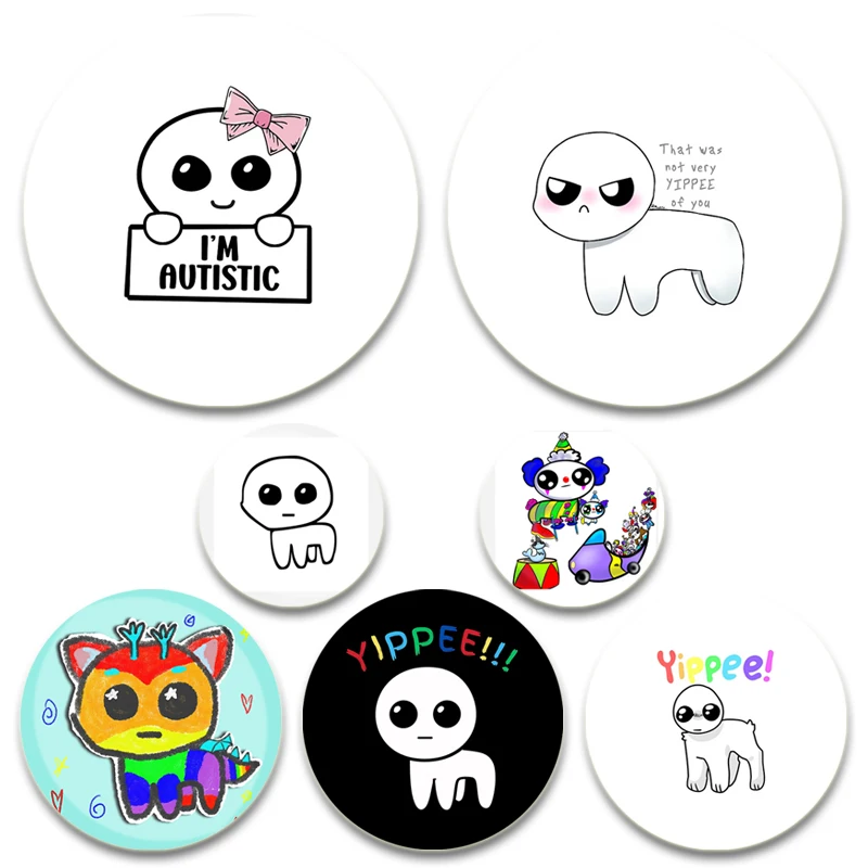 Tbh Creature Autism Meme Yippee Pins Back Buttons Custom Brooches Round Handmade Badge for Bags Gift Accessory 32/44/58mm