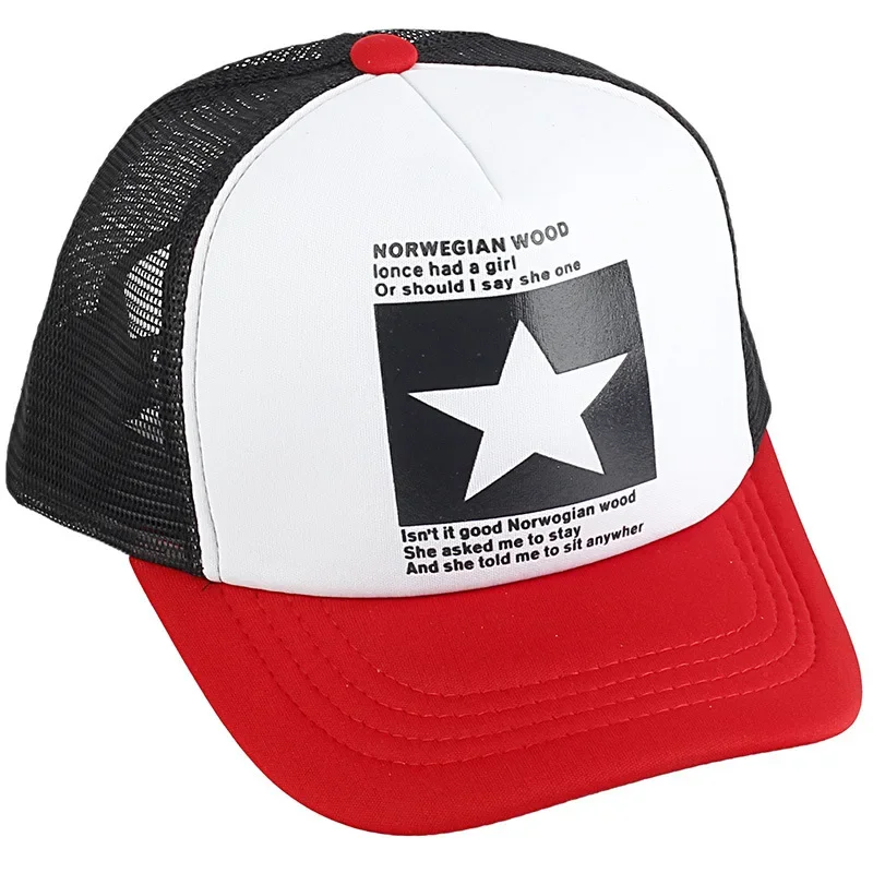 Ster Print Snapback Cap Mesh Ademende Verstelbare Zonnekap Snapback Hoeden Voor Heren Dames Zomer Sport Wandelen Yoga Trucker Hoed