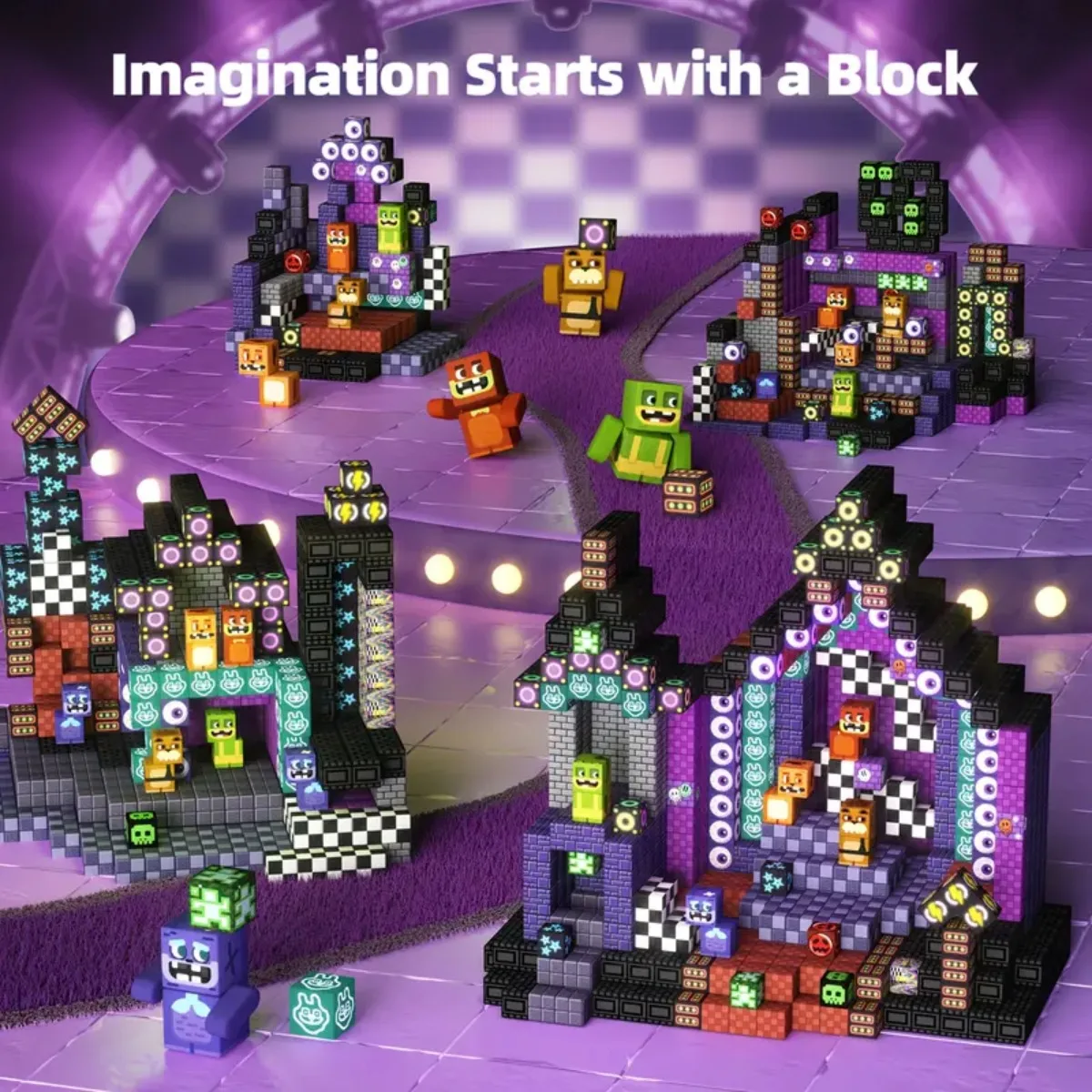 جديد اللبنات المغناطيسية المغناطيس مكعب بكسل نمط لعبة الطوب صندوق تخزين غطاء يمكن أن تحمل أرقام الجذعية اللعب صبي فتاة الأطفال هدية