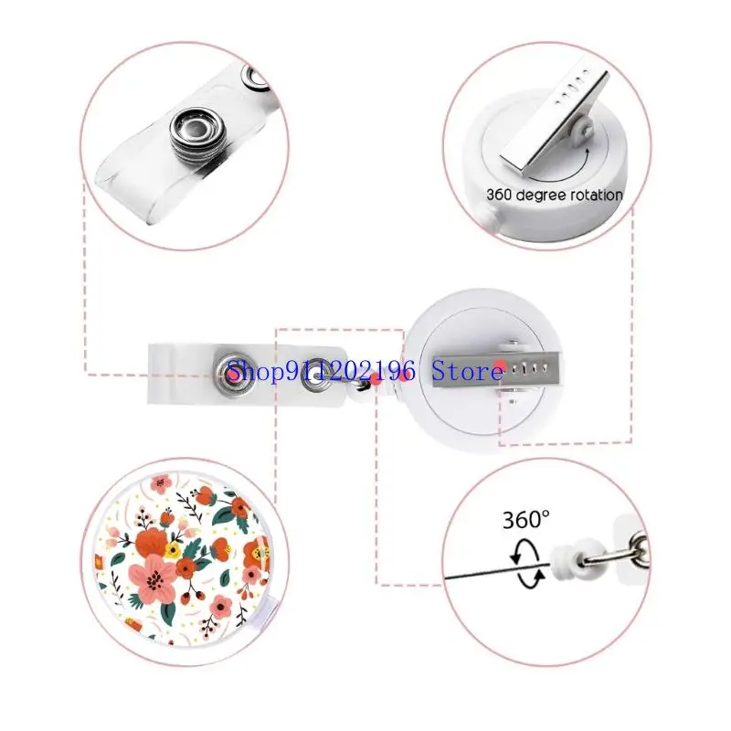 P82A Retractable Badge Holder with Metal Clip Rotating ABS Card Badge Holder