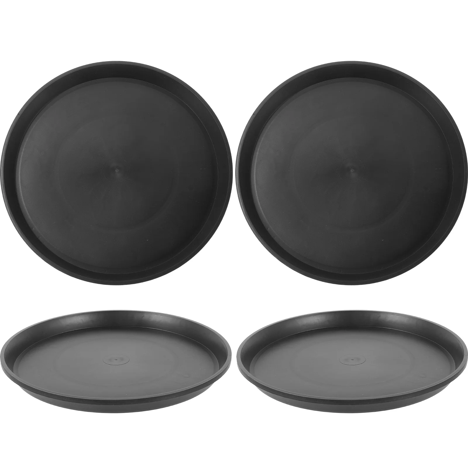 

4 Pcs Black Plastic Plant Saucer 248mm Outer 240mm Inner Diameter 21mm Height Prevent Water Soil Indoor Outdoor Flower Pot