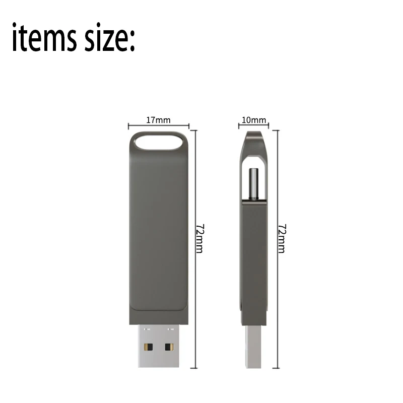 2in1 U Disk 128GB 64GB 32GB USB2.0 Type-C Interface Smartphone Computer Mutual Transmission Portable USB Memory pen drive Metal