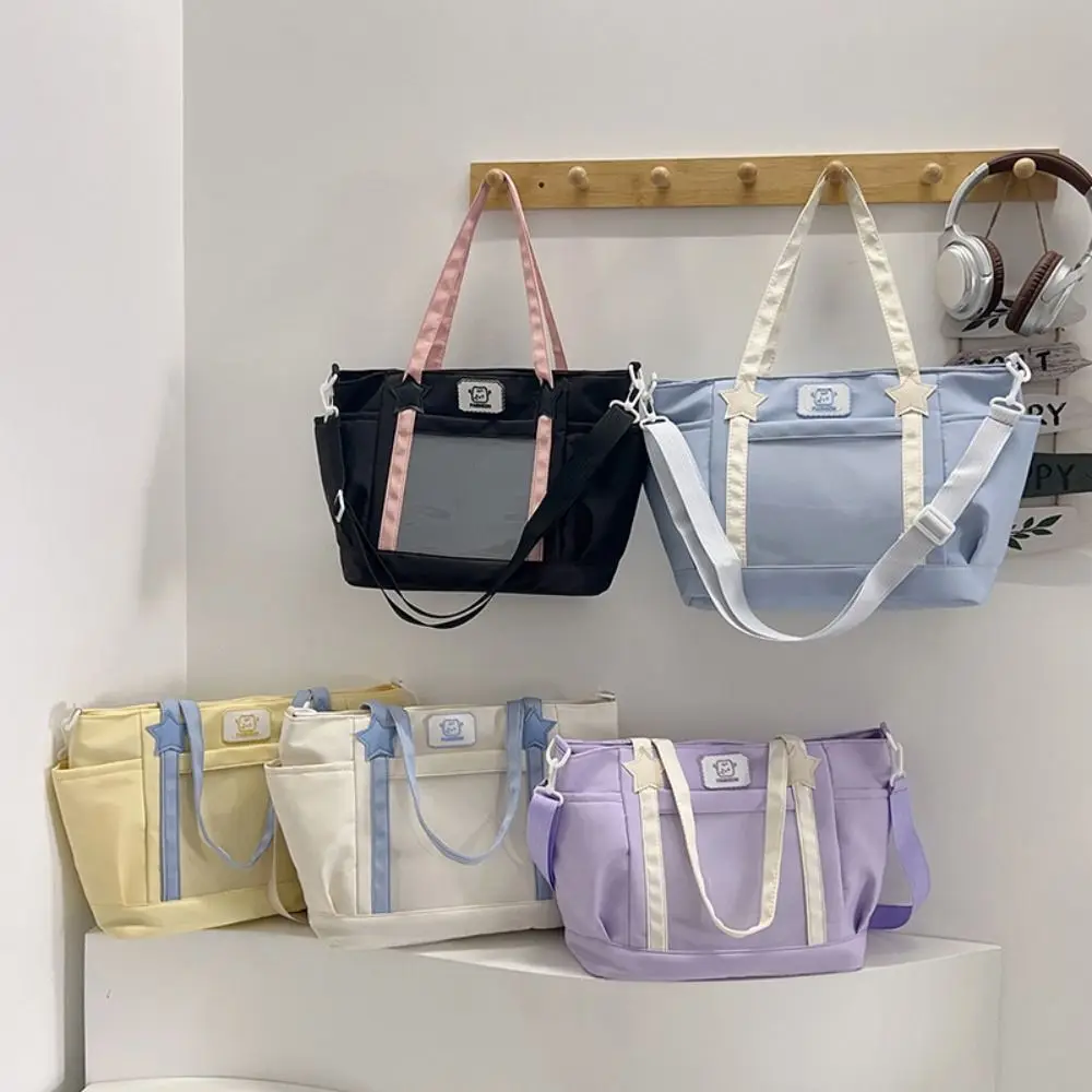 

Nylon Transparent Itabag Waterproof Idol Doll Badge Display Messenger Bag Student Large Capacity School Tote Bag Cross body Bag