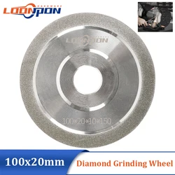 100mm Diamond Grinding Wheel Electroplated Abrasive Disc Flat for Milling Cutter Carbide Tungsten Steel Alloy Glass Gem Grit 150