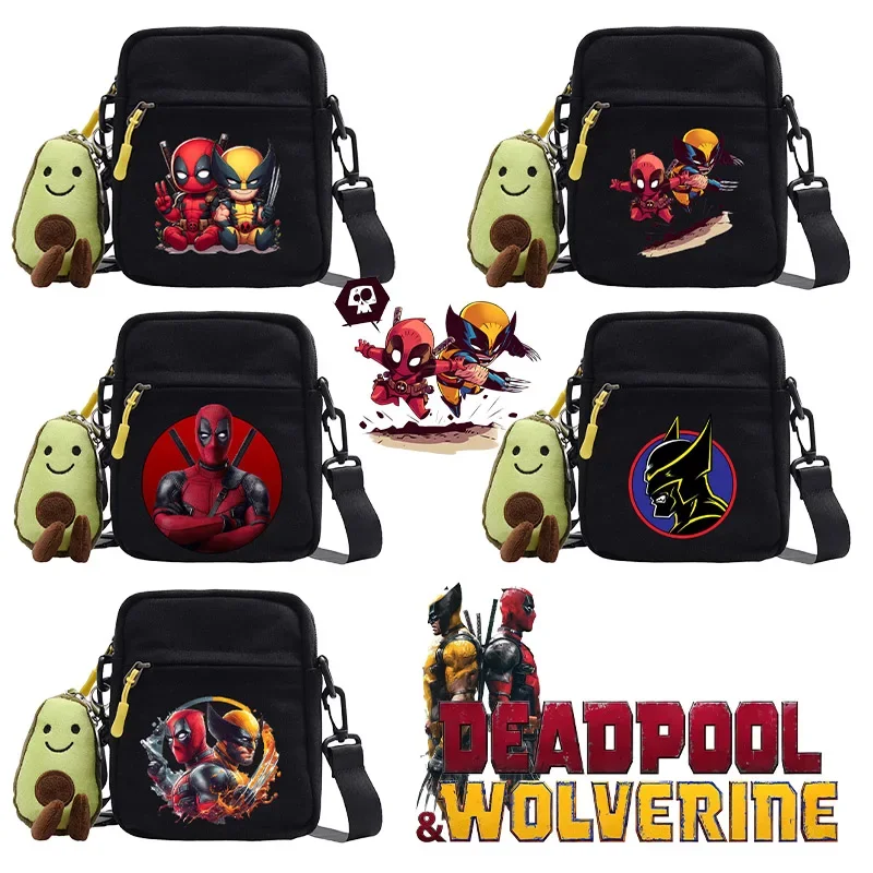 Deadpool Wolverine Shoulder Bag Disney Marvel Heroe Cartoon Print Small Square Case Office Travel Casual Walk Messenger Hand Bag