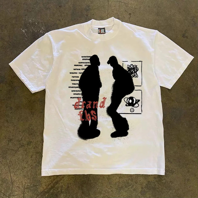 Loose Fit Cotton T-Shirt Short Sleeve Double Thread Men's Women's Casual Printed Tee Summer Sweat Absorbent UPUPXIA Brand