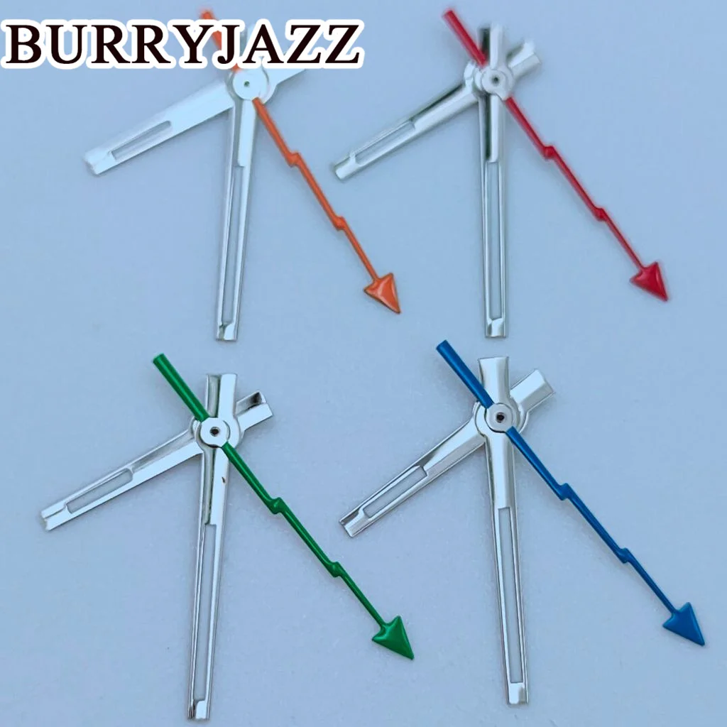 BURRYJAZZ-manecillas de reloj NH35, NH36, NH38, 7S26, 7S36, 4R35, 4R36, Plata naranja, rojo, plata, verde, plata, azul, manos verdes luminosas