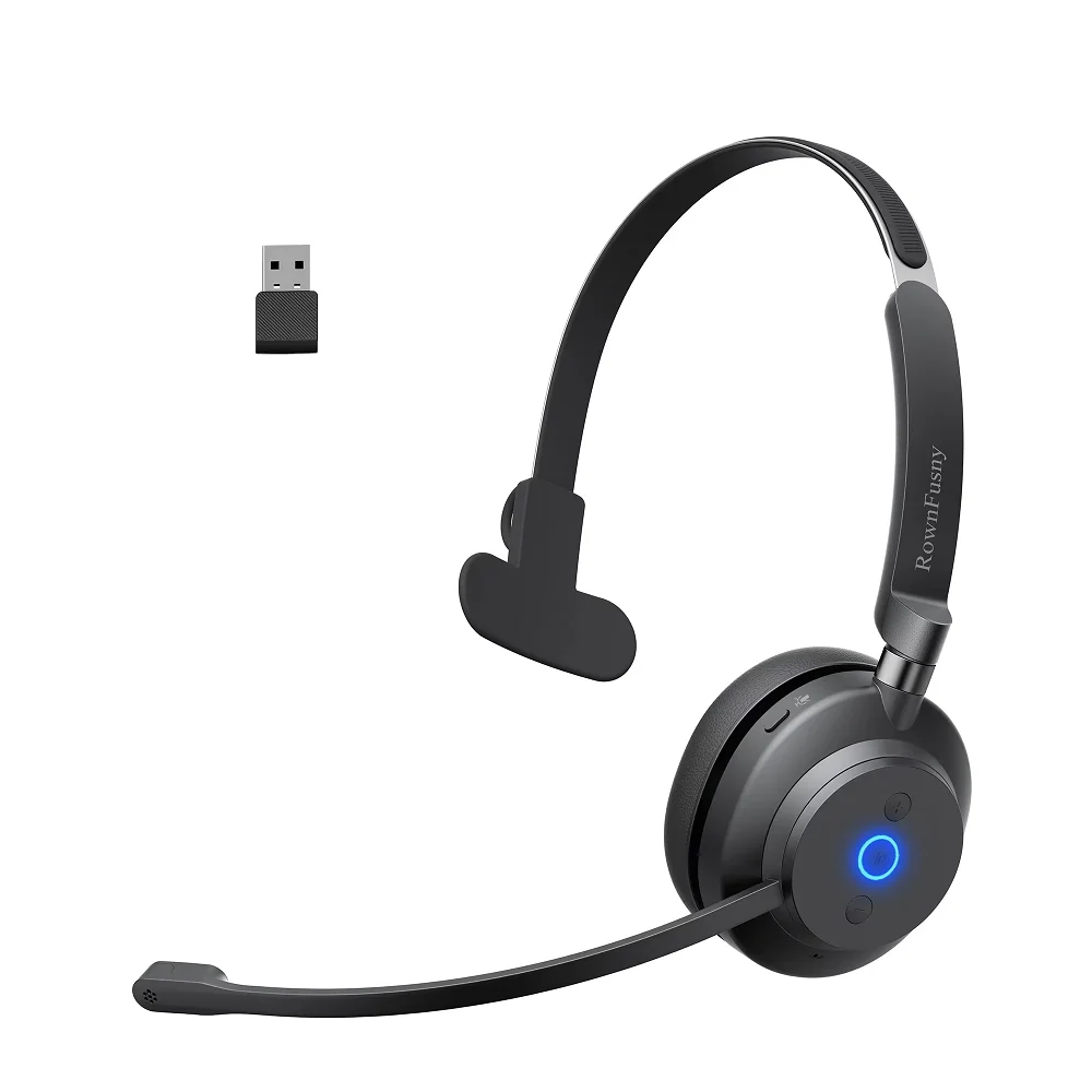 

Call Center Wireless Headset with Mic, Bluetooth 5.3 Computer Headphones Bluetooth Headsets with USB Noise Reduction Microphone