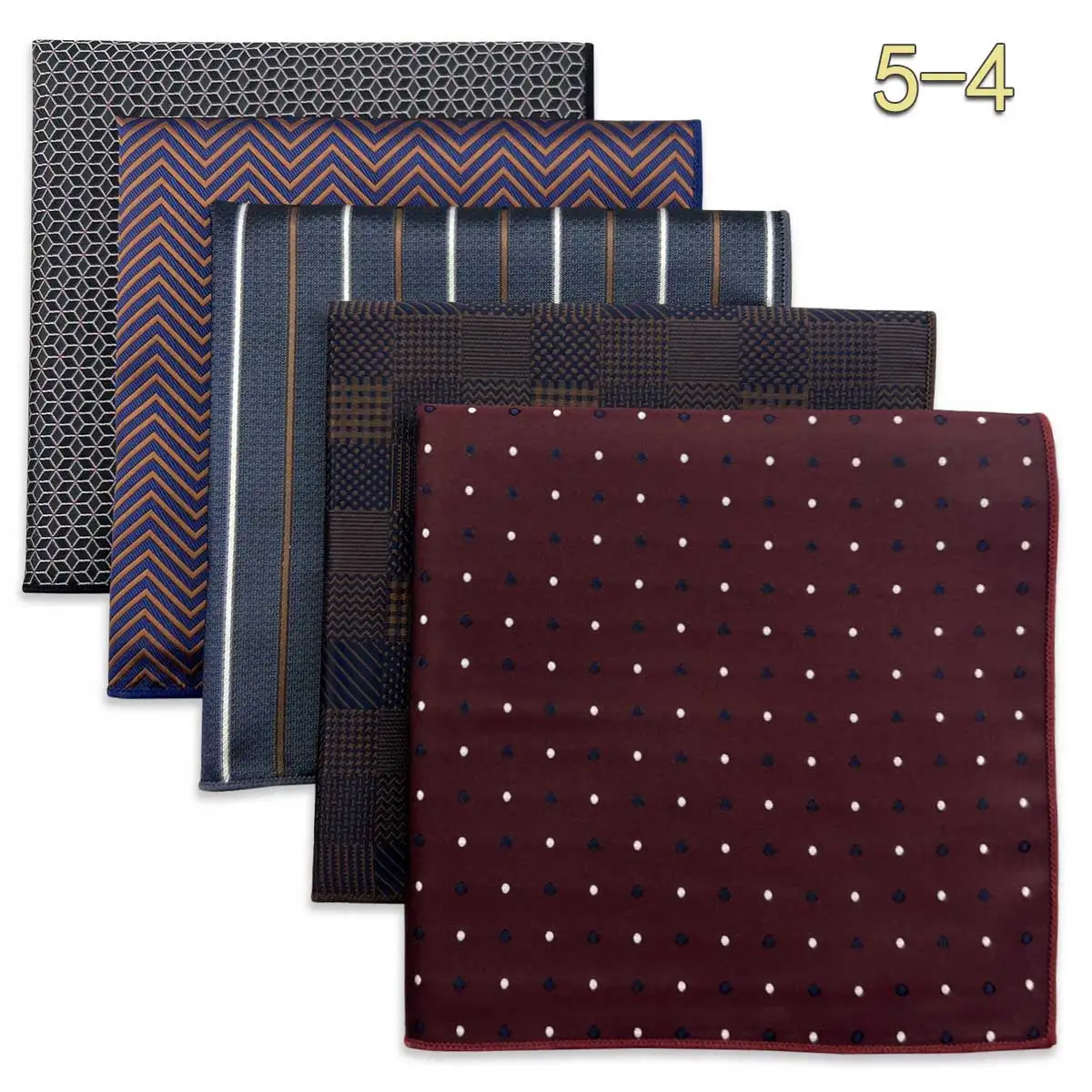 5 PCS Men's Pocket Square Set, Assorted Handkerchief Styles