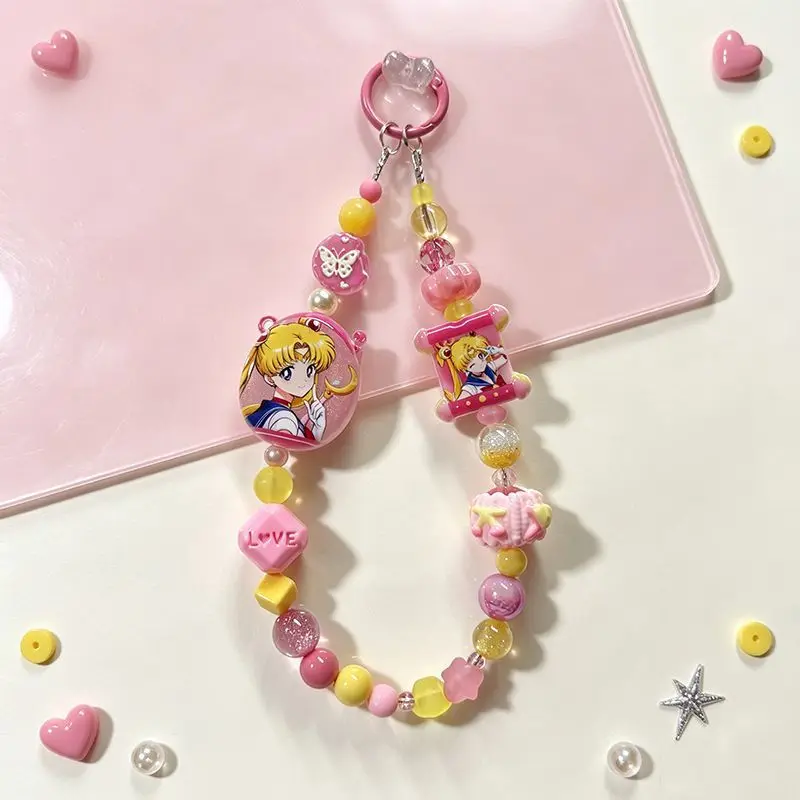 Kawaii Sailor Moon Keychain New Style Multi Functional Beads Backpack Zipper Phone Case Decoration Cartoon Anime Birthday Gift view 2
