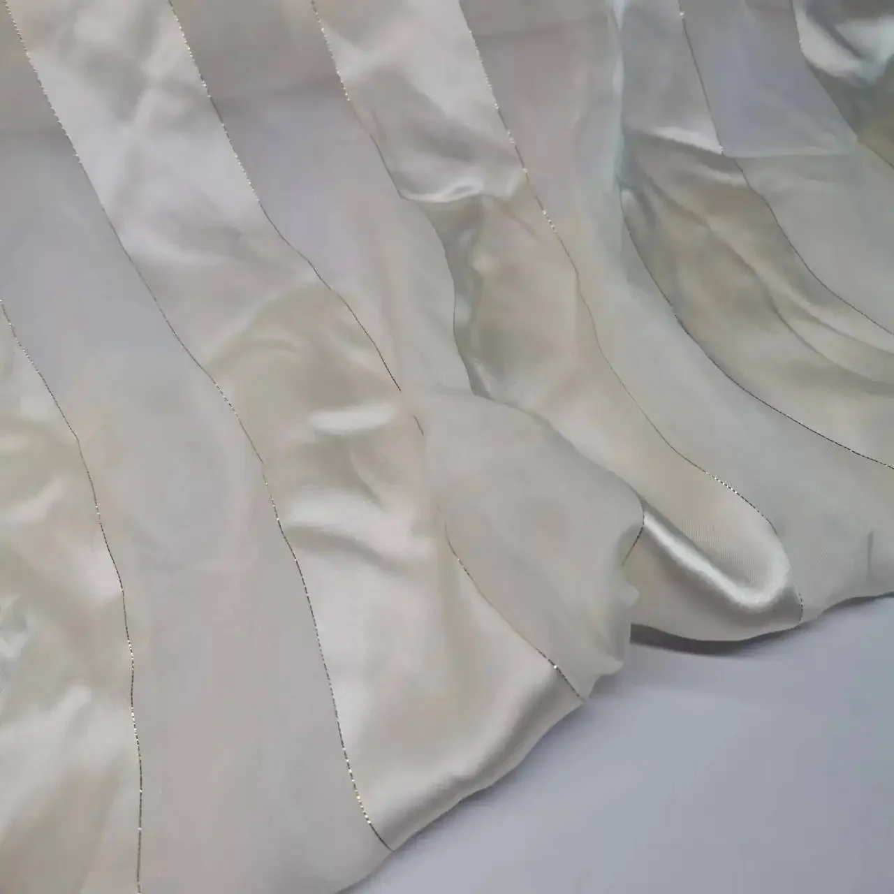 Wide Stripe Satin Gauze Mulberry Silk Fabric Metallic Jacquard DIY Cloth Dress Scarf Material