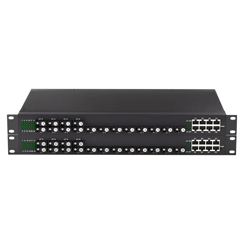 Gigabit Media Converter 16 SC Ports 8 10/100/1000Mbps RJ45 Single Mode Fiber Optic Media Converter