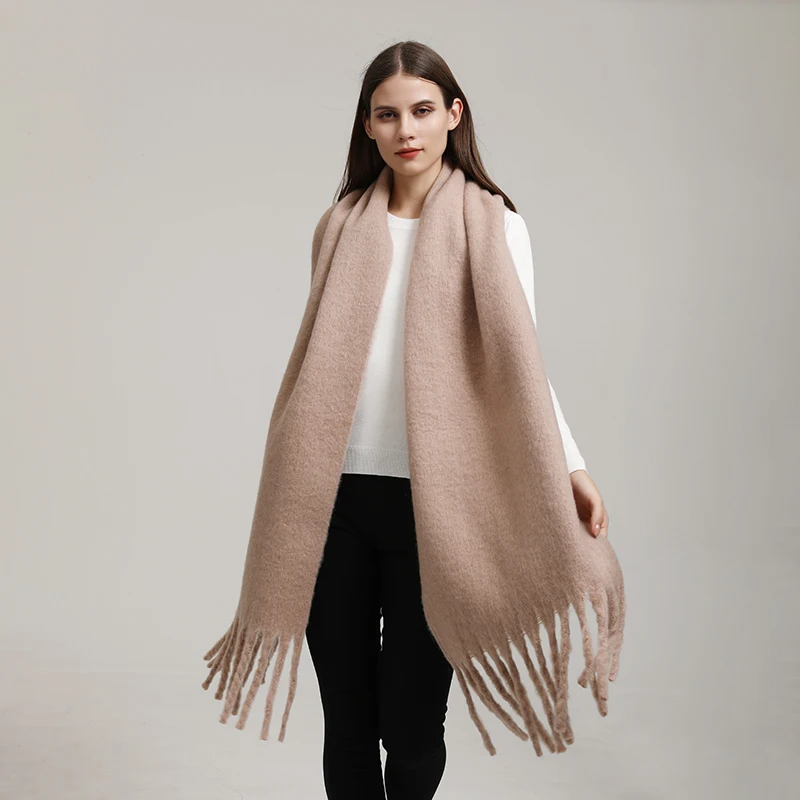 Winter Solid Color Tassels Cashmere Scarf Keep Warm Woman Pashmina Shawl Ladies Fashion Long Scarves Wraps Wholesale 210*30cm