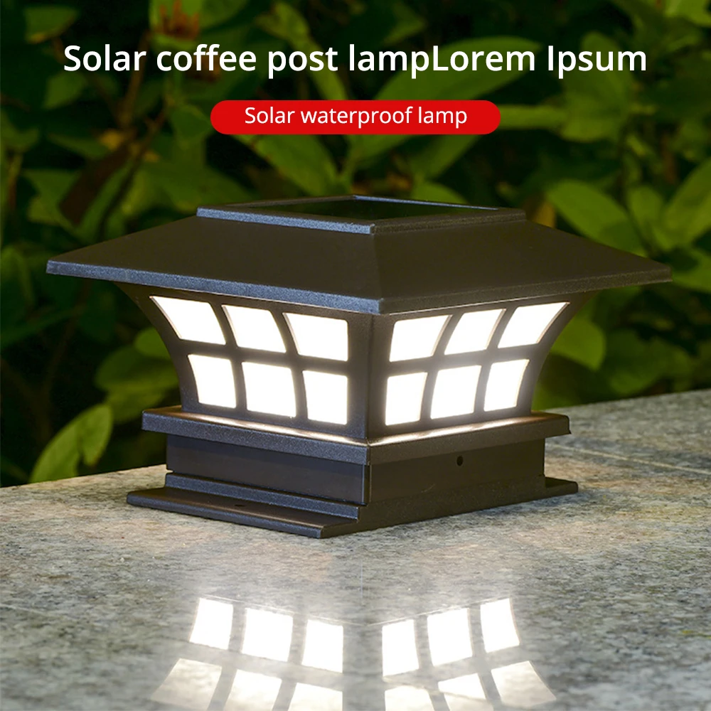 Solar LED Coffee Post Head Light Warm White Outdoor Garden Inductive Waterproof Decoration For Courtyard Park Lighting Wall Lamp