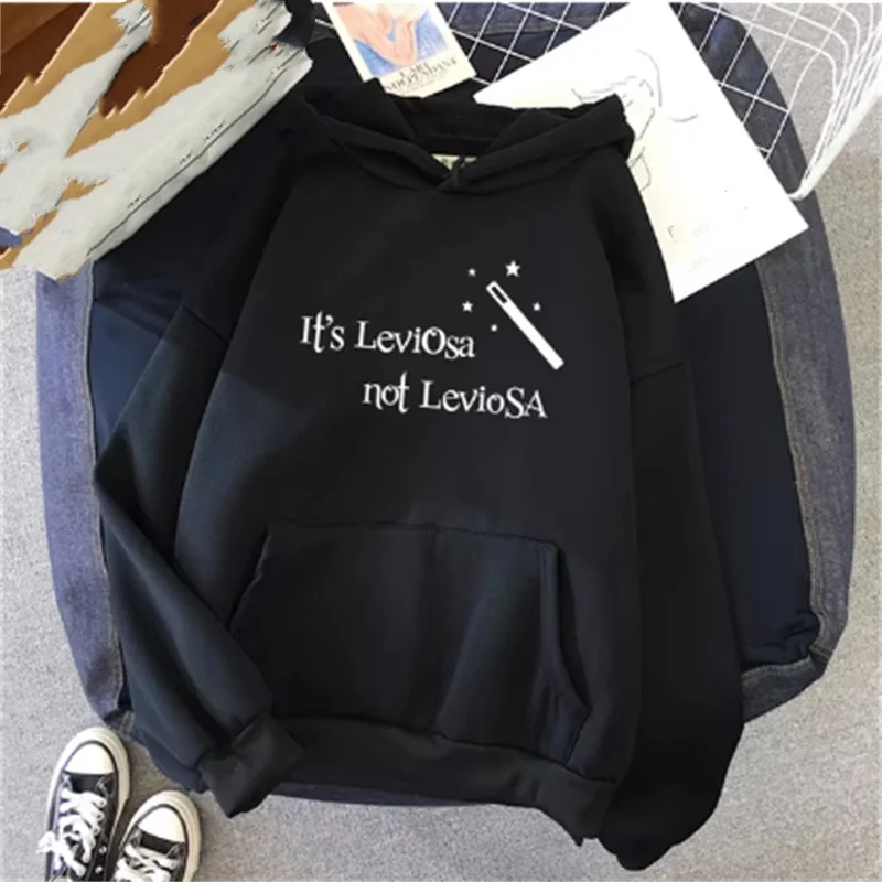 Women Hipster Streetwear Sweatshirts It\'s Leviosa Magic Hoodie Fashion Funny Sportswear Loose Oversize Clothing Soft Tops Female