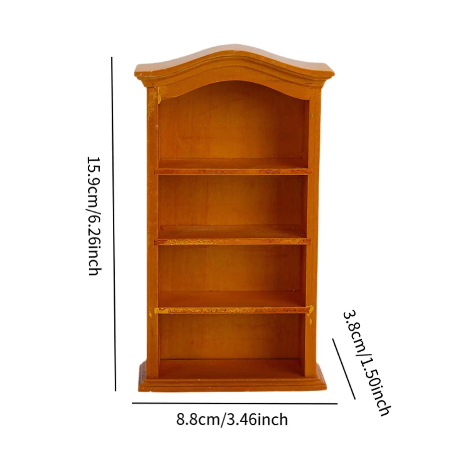 Miniature Dollhouse Bookcase for Miniature Landscape Doll House Decor 4 Floors Pretend Play Wooden Doll House Book Shelf Cabinet