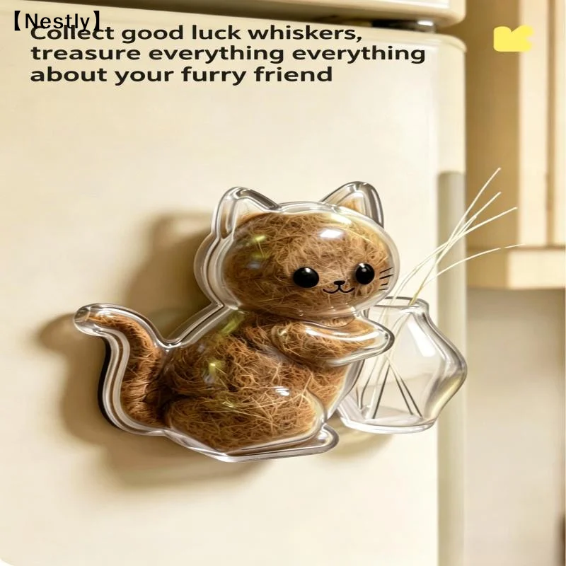 Cute Pet Fur Storage Refrigerator Magnet Transparent Acrylic Pet Cat Fur And Whiskers Memory Capsule Refrigerator〔Nest〕