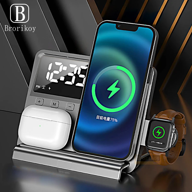 

5 In 1 15W Wireless Charger Stand Fast Charging Dock Station For iPhone15 14 13 12 11 Pro Max Apple Watch Airpods Pro IWatch 8 7