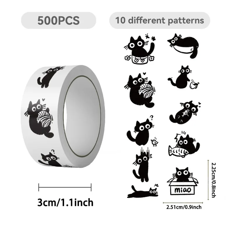 500pcs Cartoon Personality Black Cat Creative Graffiti Decoration Sticker