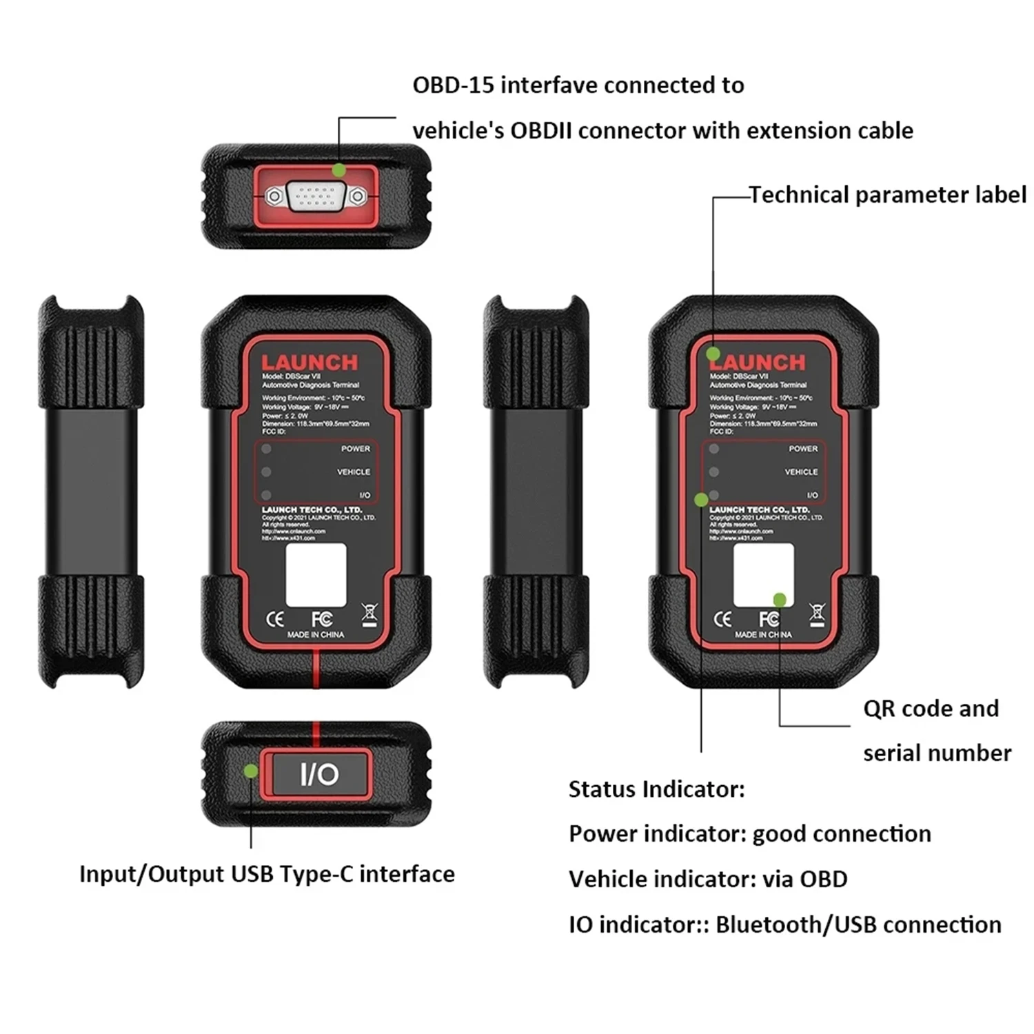 X431 DBScar VII 7 Bluetooth Connector DBSCAR Scanner Support CANFD DOIP Protocols for X-DIAG/DIAG-ZONE/XPR05/Prodiag Tool