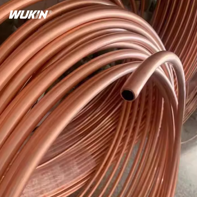 Red Copper Coil Tube 99.9% T2 Soft Coil Copper Pipe OD 1.6mm~14mm Air Conditioning Refrigeration Tubing