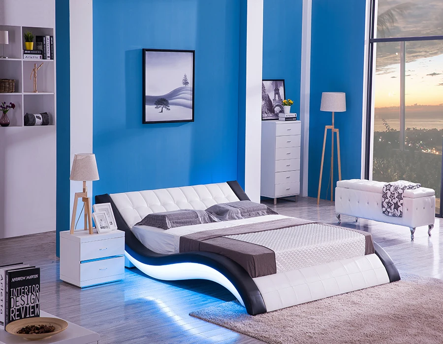 MS-Double Bed Container Frame with Mattress Heat Press Machine Massage Headboard in Pakistan Quilt Base Girl Bedding of Double&