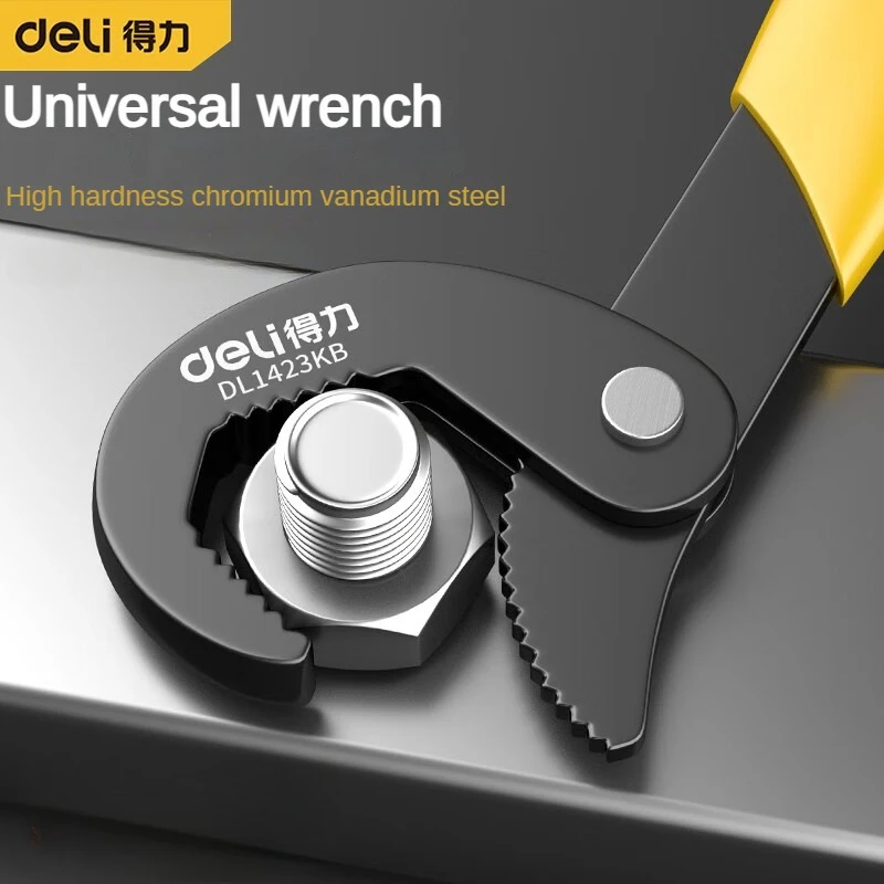 Deli ชุดประแจเหล็กคาร์บอนสูงมัลติฟังก์ชั่กลางแจ้งประแจแบบพกพาปรับได้อเนกประสงค์ประแจวงล้อทนต่อการสึกหรอ