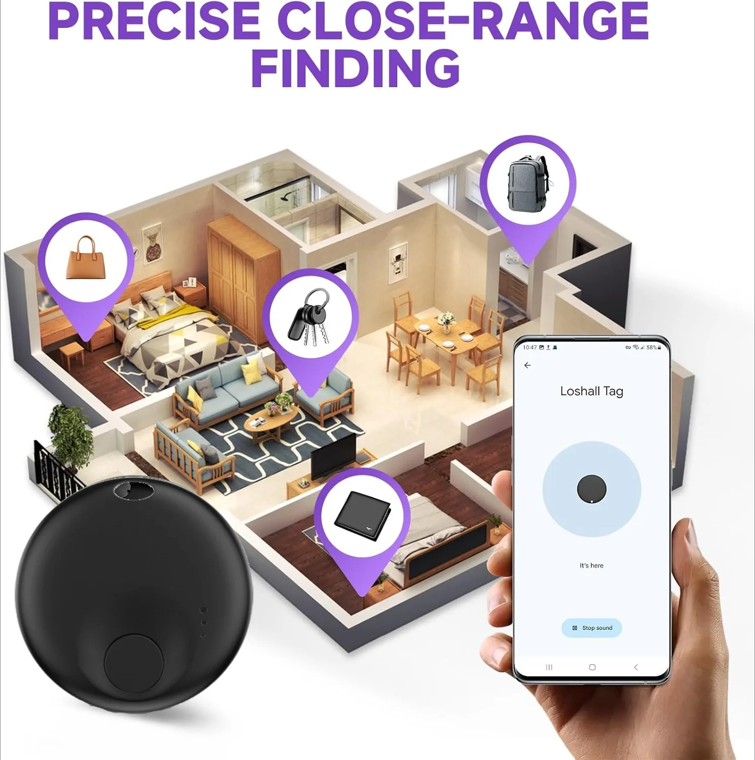 Mini Smart Tracker Bluetooth Tag Child Finder Anziani Bambini Pet Car Lost Tracker per il sistema Google Android Trova l'APP Hub
