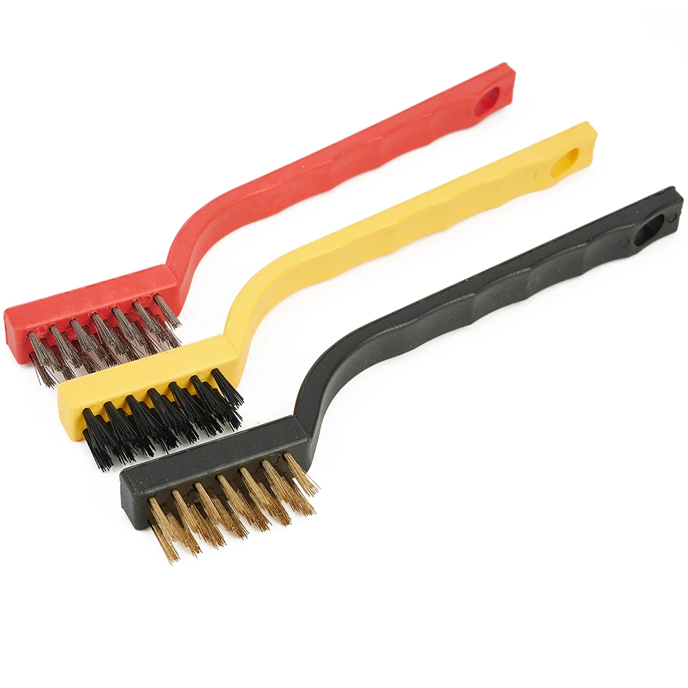 

3pcs 7Inch Stainless Steel Copper Brush Nylon Rust Steel Wire Toothbrush Polishing Rust Remover Metal Wire Burring Cleaning Too
