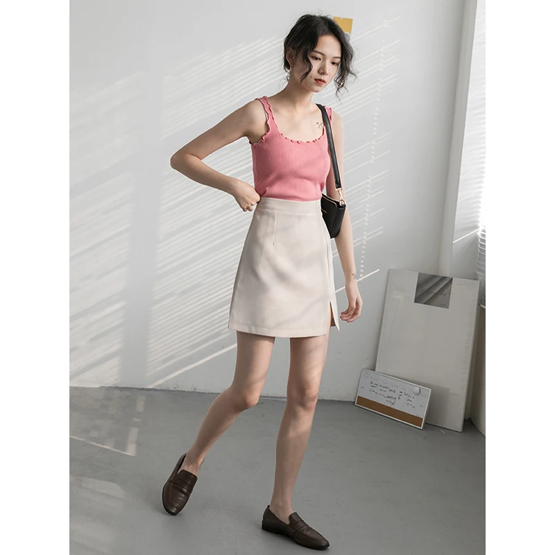 Skirts Women Summer Fashion  Irregular Slim Wrap Hip Office Ladies Solid High Quality Elegant All-match Sexy Mini Womens