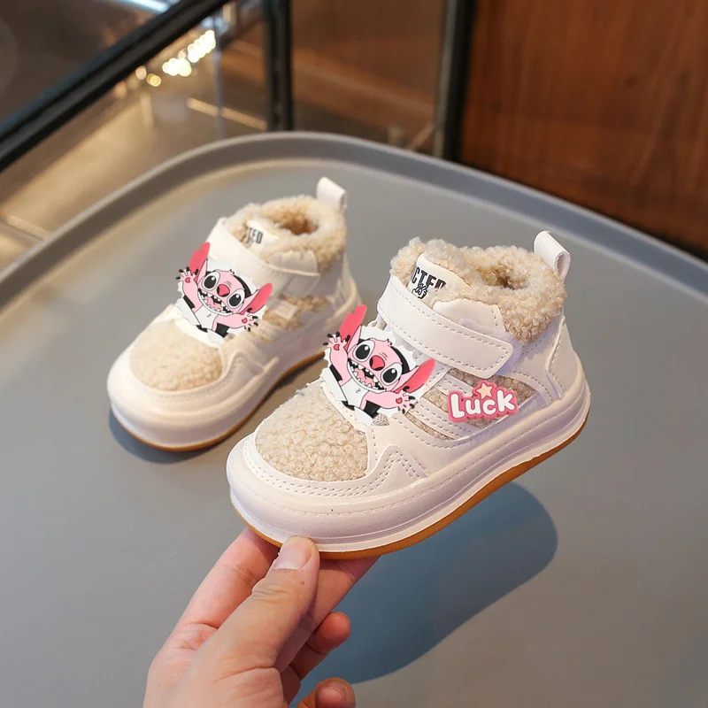 ديزني ميكي ماوس الطفل زائد الصوف حذاء كاجوال الشتاء طفل أحذية قطنية فتاة صوف الضأن الدافئة حذاء طفل صغير الرضع لينة وحيد الصبي #4